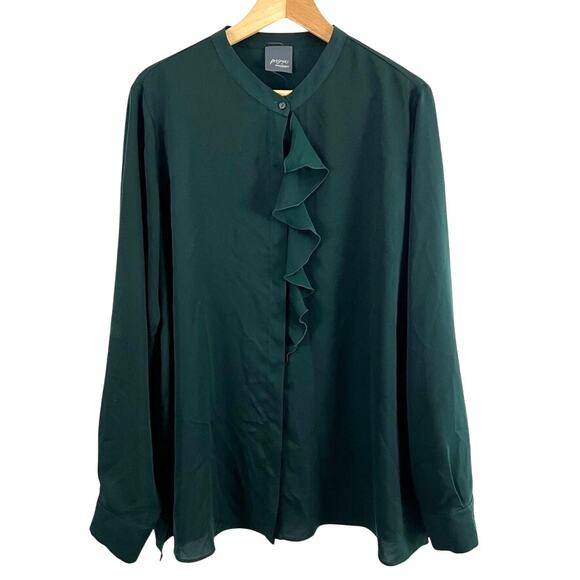 Persona By Marina Rinaldi Button Front Blouse Top Ruffle Women Size 16 - Picture 1 of 10